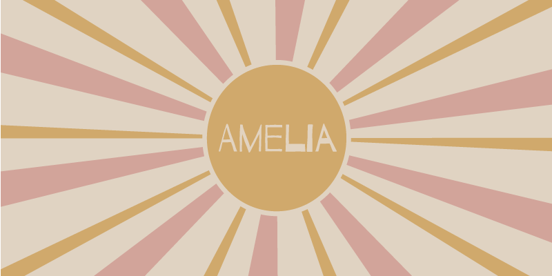 Vinylteppich mit Name anpassbarer Sonnenstrahltext - TenStickers