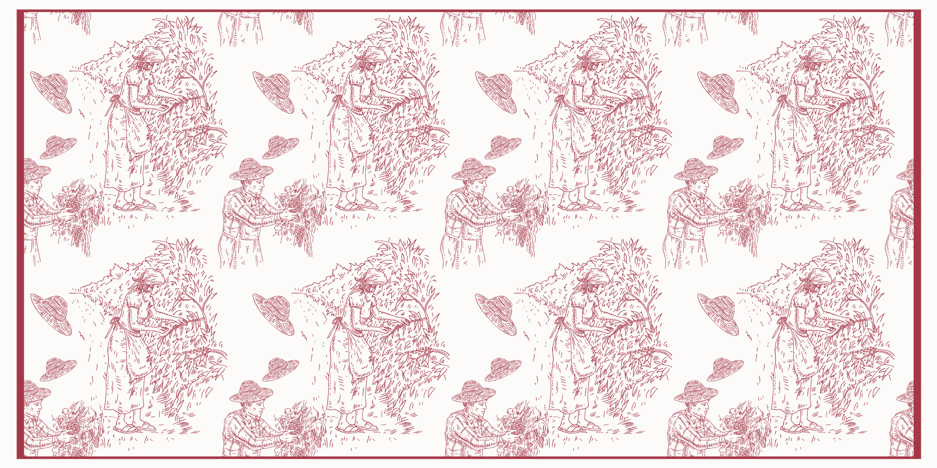 Vinylteppich Retro pastoral Scene Toile Pattern - TenStickers