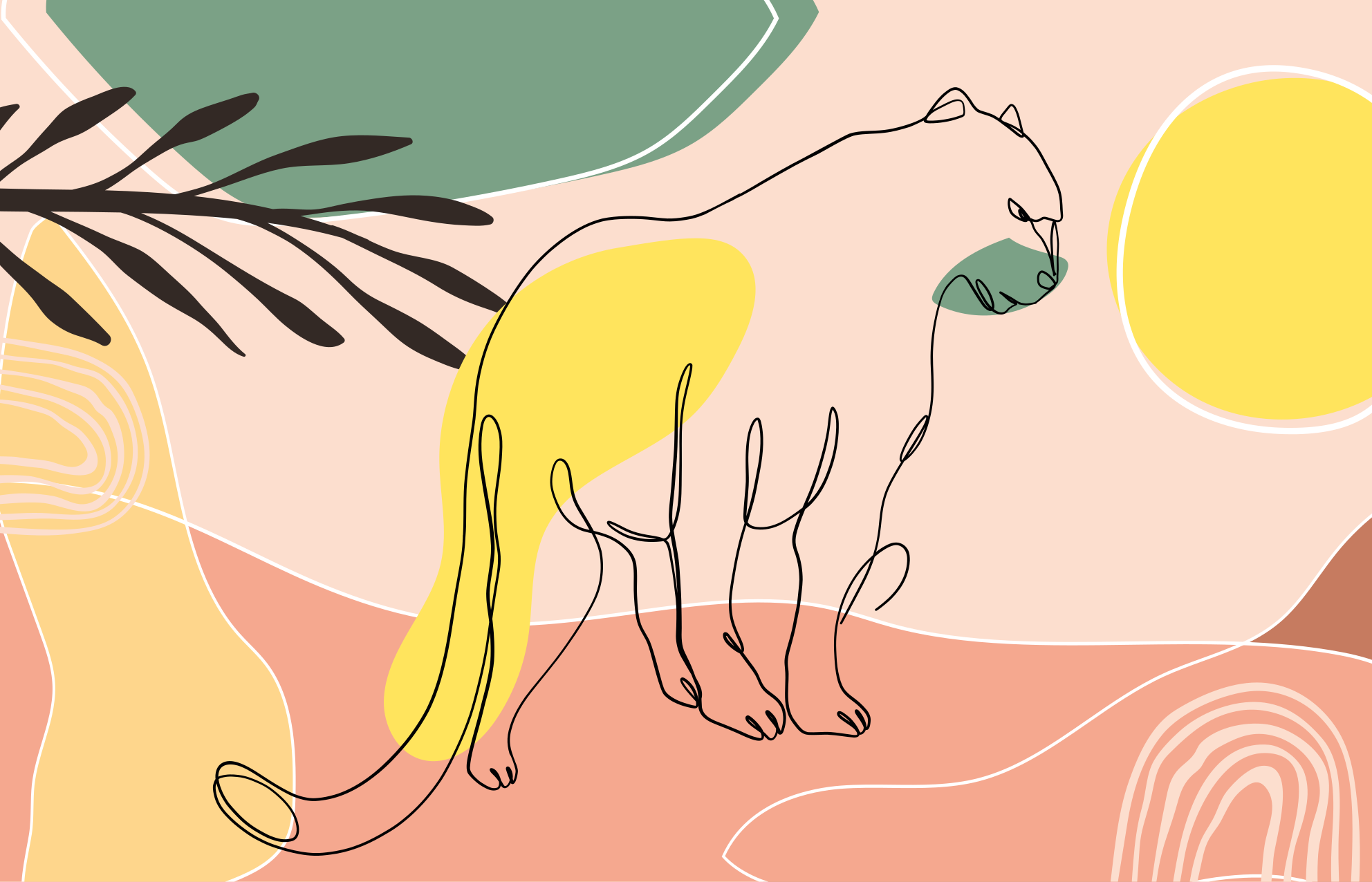 Vinylteppich Tiere Handgezeichneter panther - TenStickers