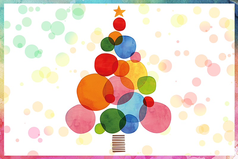 Vinyl Teppich Weihnachten wasserfarbener Fichte - TenStickers