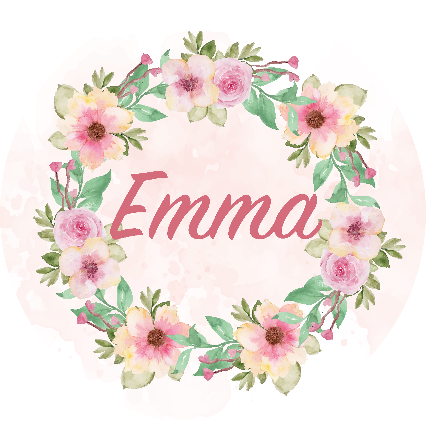 Vinylteppich mit Name krone aus blumen - TenStickers