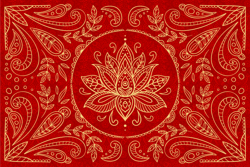 Vinyl Teppich rot vintage-mandala-design - TenStickers