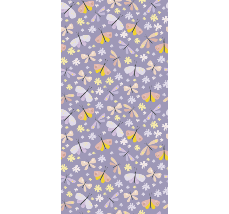 Tapete schmetterling lila elegante blumen - TenStickers