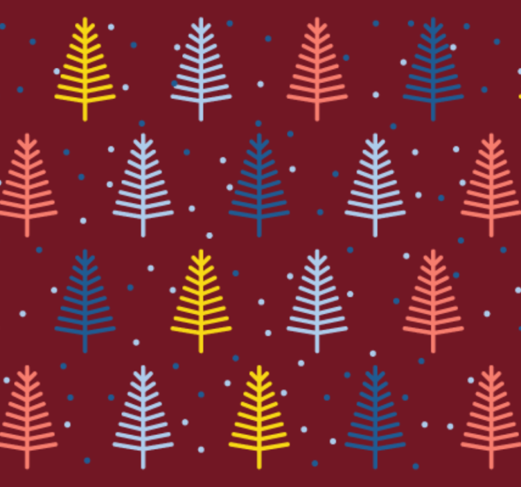 Weihnachtstapete mit rotem baum-muster - TenStickers