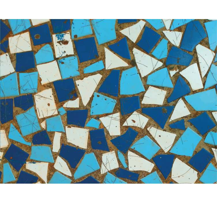 Tapete flur geometrisches blaues mosaikmuster - TenStickers
