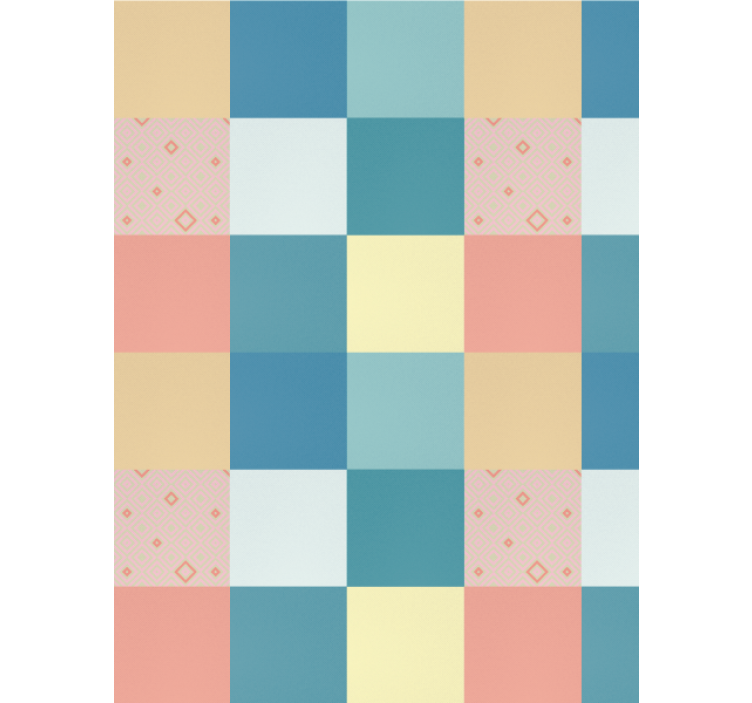 Tapete esszimmer buntes retro patchwork-muster - TenStickers