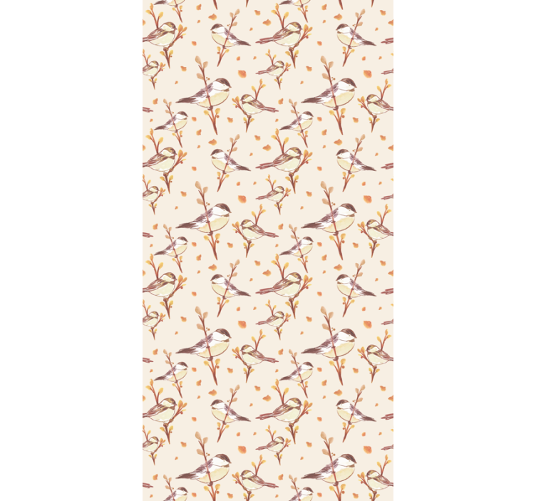 Tapete kinderzimmer aquarell vögel auf Ästen - TenStickers