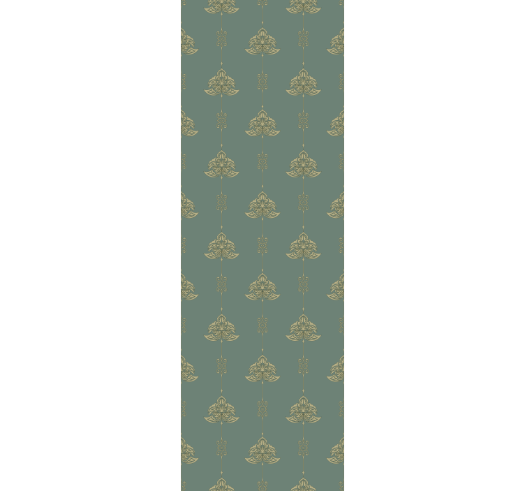 Tapete klassisch teal jugendstil muster mit goldenen blumen - TenStickers