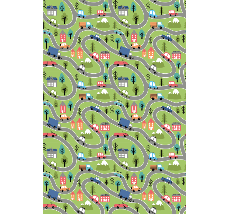 Tapete kinderzimmer mit bunten fahrzeugstraßen - TenStickers