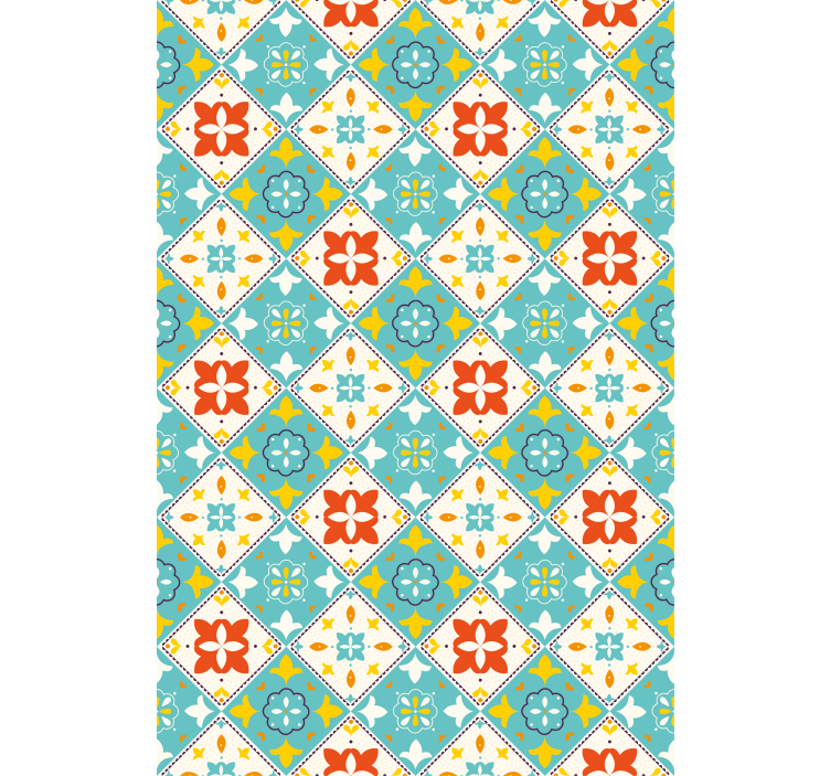 Tapete badezimmer in blau und beige fliesen - TenStickers