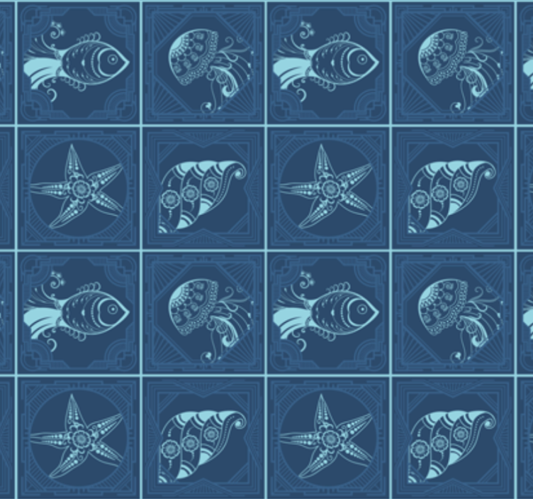 Tapete badezimmer mit meereslebewesen design - TenStickers