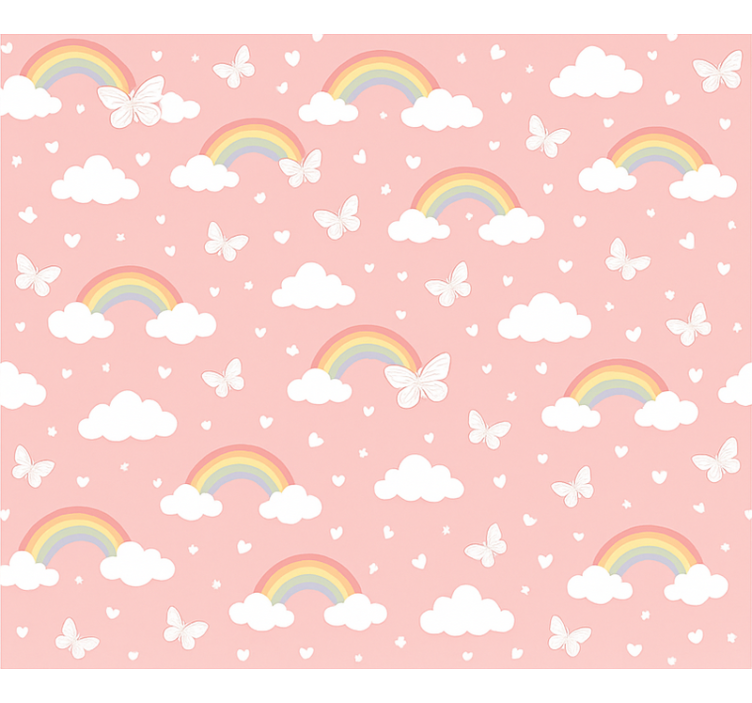 Tapete kinderzimmer im pinken regenbogen-design - TenStickers