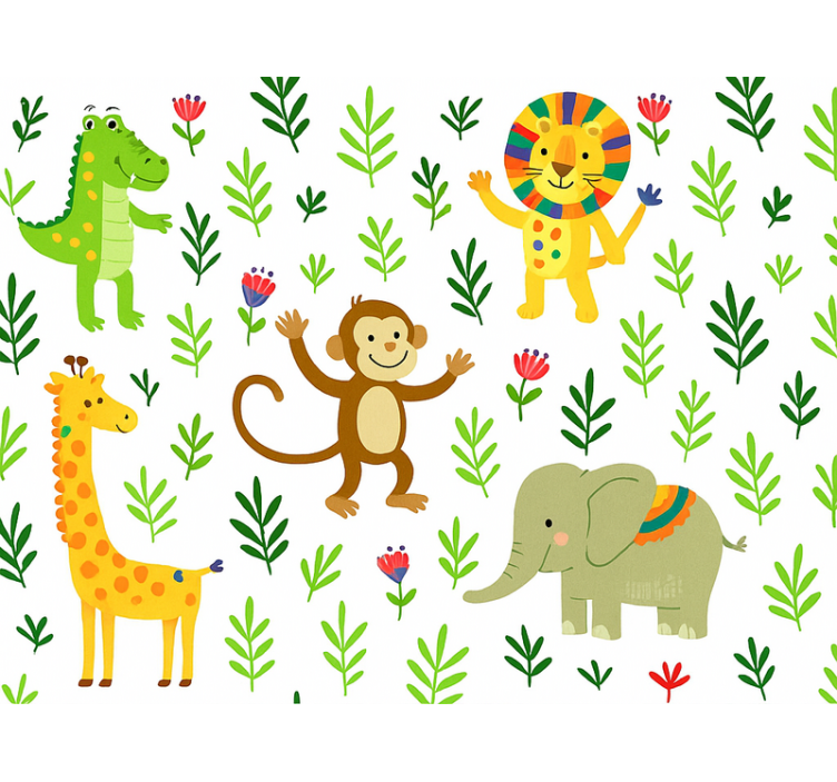 Tapete kinderzimmer mit niedlichen fröhlichen tieren - TenStickers