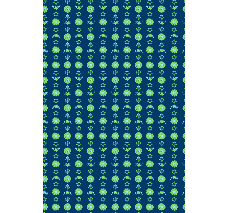 Blumentapete mit grün-blauem polnischen muster - TenStickers