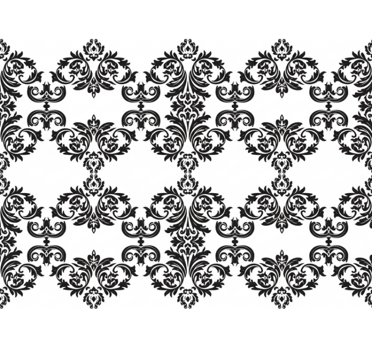 Tapete barock mit schwarzem damastblumenmuster - TenStickers