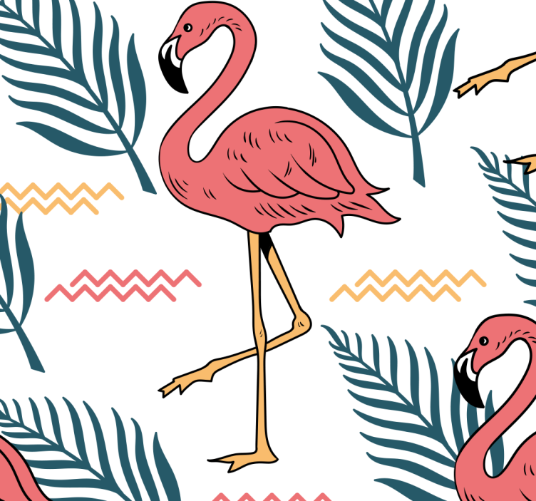 Tapete Vögel flamingo-tropendruck - TenStickers