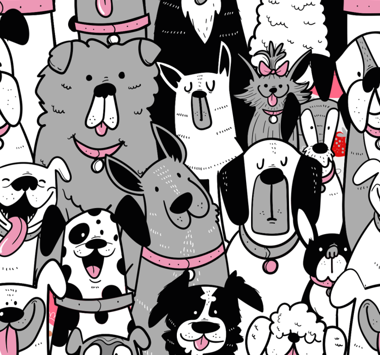 Gezeichnete Hunde Umrisse Kindertapete - TenStickers