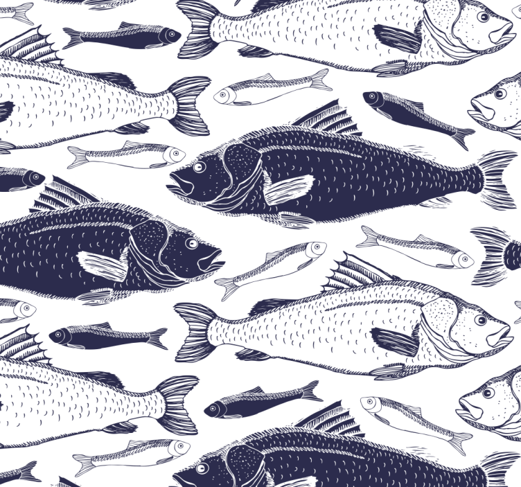 Tapete Fische schwimmen grau muster - TenStickers