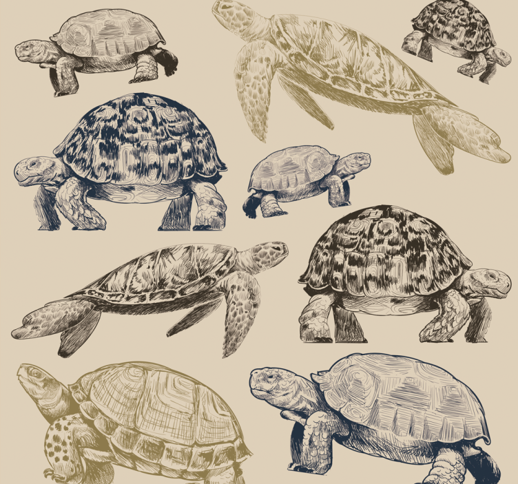 Tier Tapete Schildkröten beige Hintergrund - TenStickers