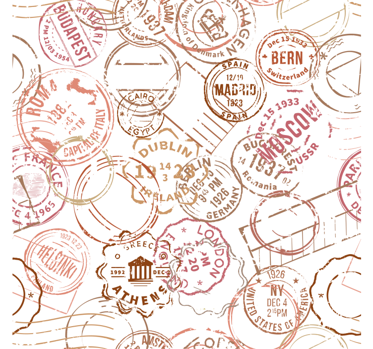 Tapete Stadt vintage-briefmarken - TenStickers