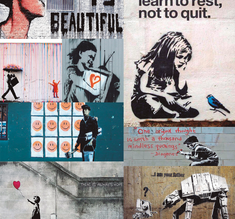 Tapeten abstrakte  Kunst Banksy Style - TenStickers