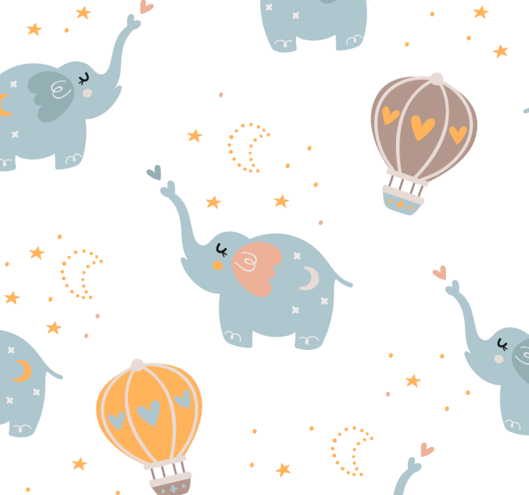 Tapete Elefant elefanten heißluftballons - TenStickers