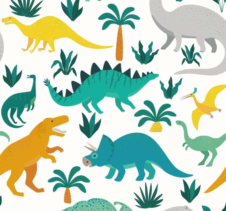 Tapete Kinderzimmer Dinosaurier mit bäumen - TenStickers