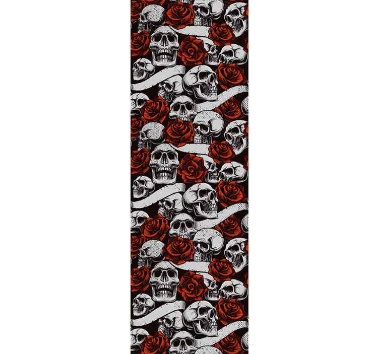 Kunst Tapete gothic totenköpfe blumen - TenStickers