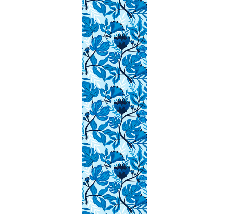 Blumentapete blaue botanische schnörkel - TenStickers