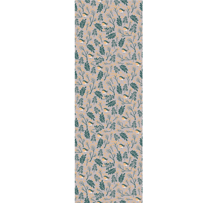 Tapete Natur vögel laub muster - TenStickers