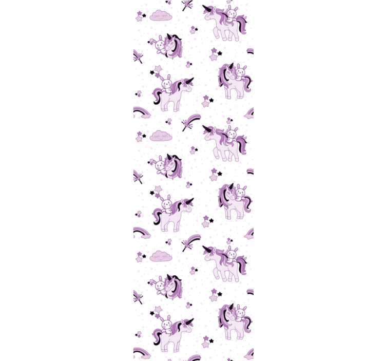 Tapete Kinderzimmer Einhorn und hase um sterne - TenStickers