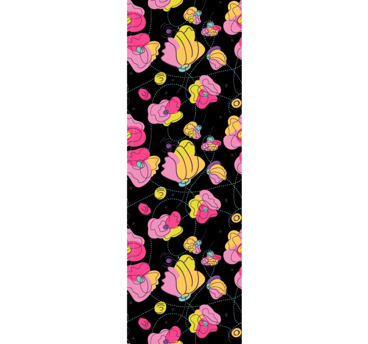 Blumentapete schwarze abstrakte komposition - TenStickers