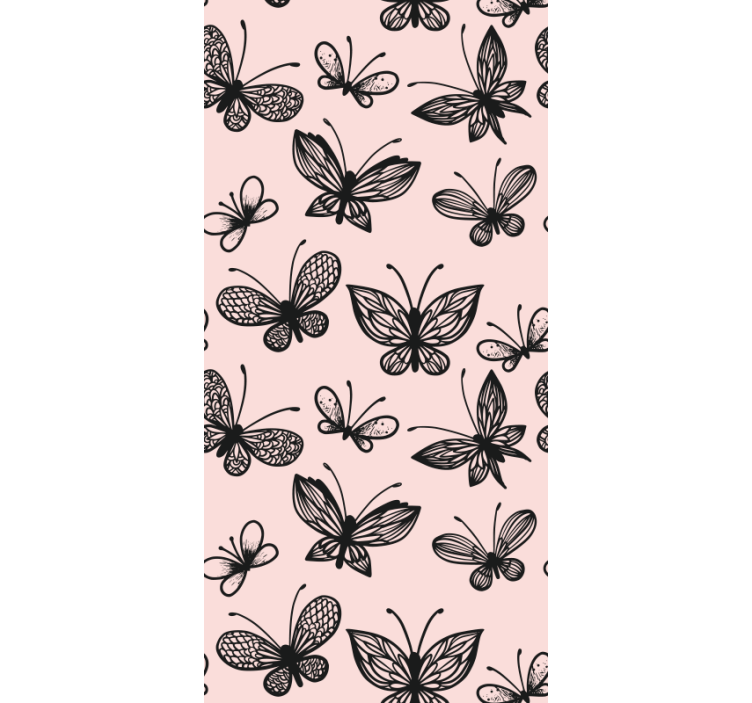 Tapete Schmetterling schwarz-rosa muster - TenStickers