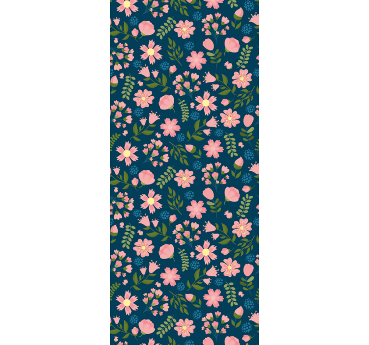 Blumentapete rosa und blaues muster - TenStickers