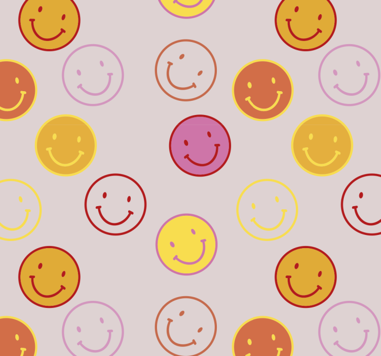 Tapete Jugendzimmer Rosa und gelb gezeichnete smileys - TenStickers