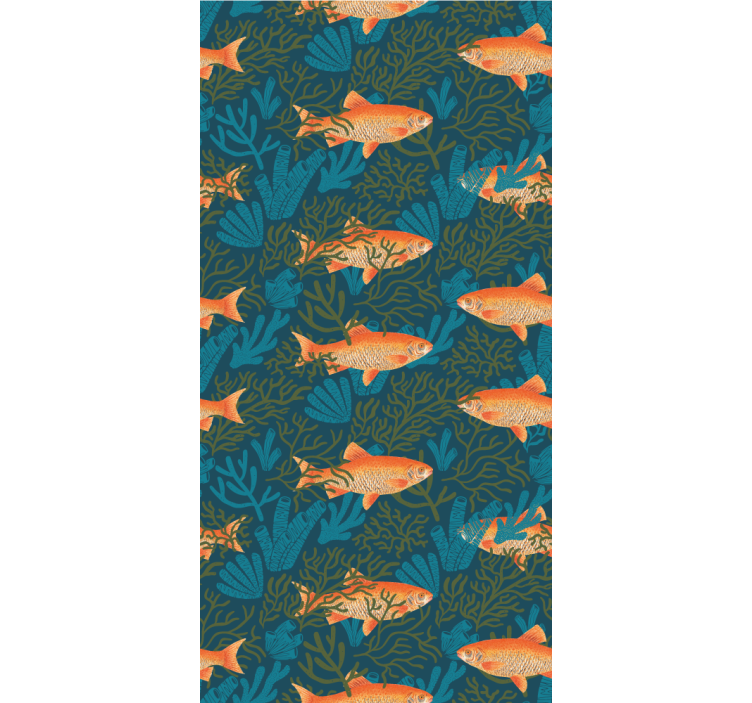 Tapete Fische realistisches blaues und oranges motiv - TenStickers