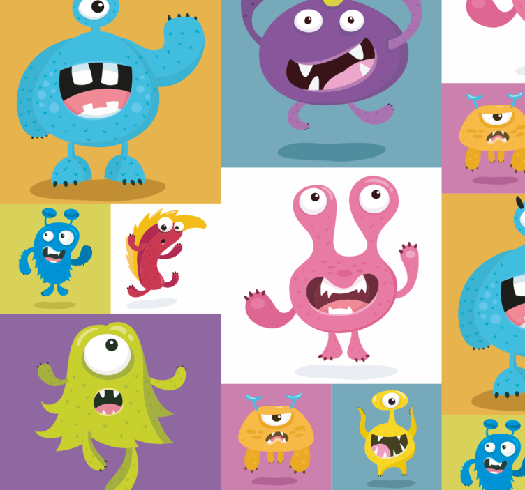 Tapete Baby fröhliche monster-muster - TenStickers