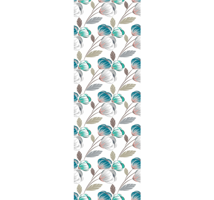Blumentapete stilvolles blau-graues muster - TenStickers