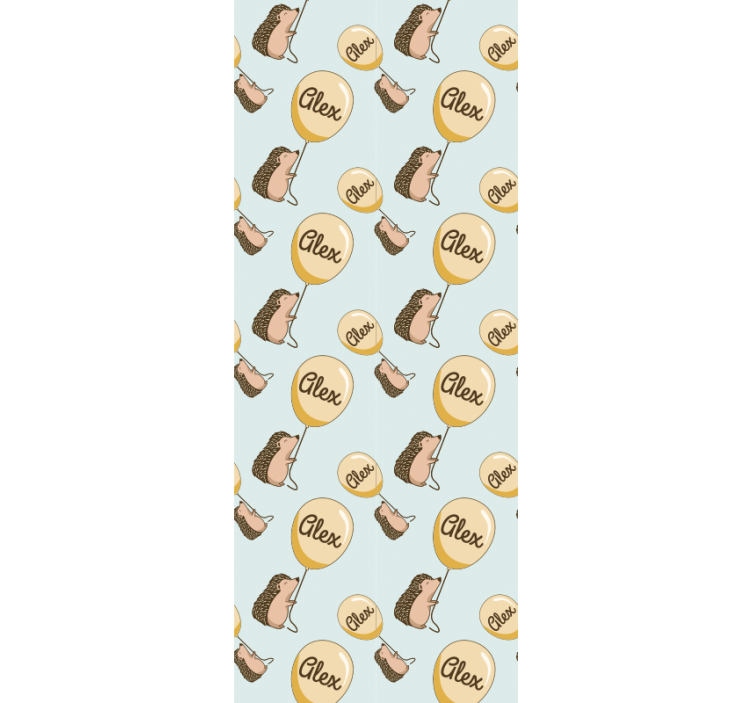 Tapete Kinderzimmer igel mit luftballons und namen - TenStickers