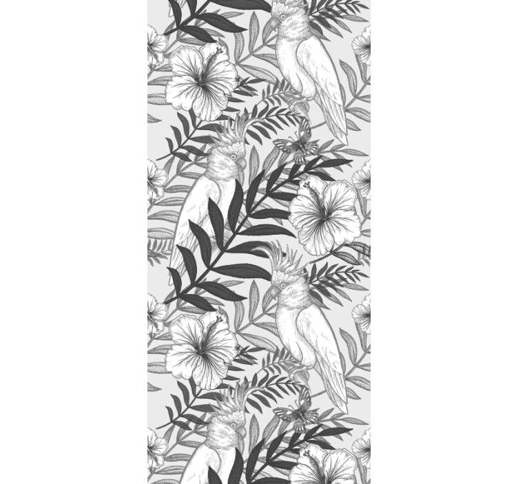 Tapete Dschungel florale monochrome skizze - TenStickers