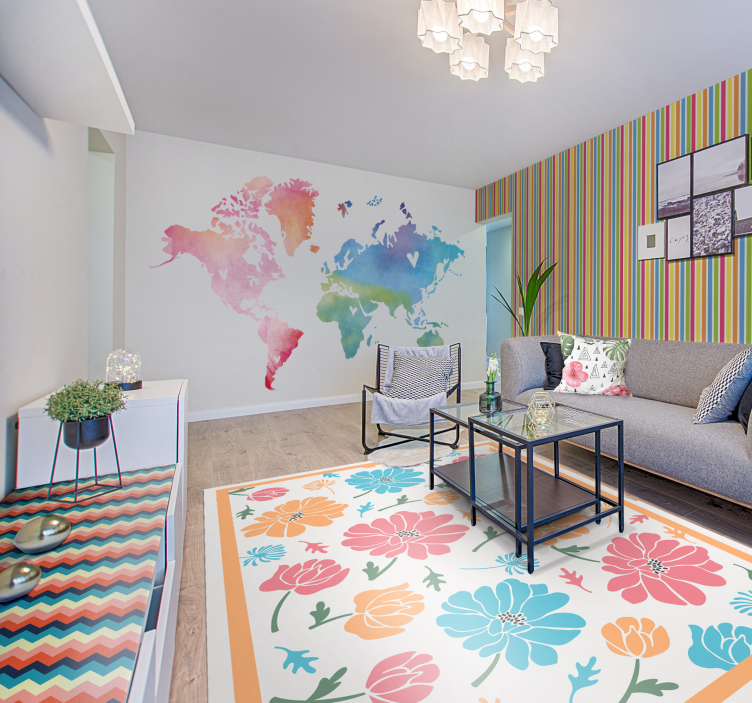 Tapete horizontale Streifen mehrfarbige streifen - TenStickers