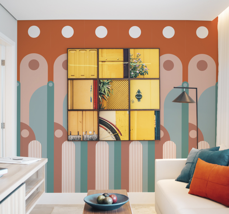 Tapete Wohnzimmer geschwungene geometrische formen - TenStickers