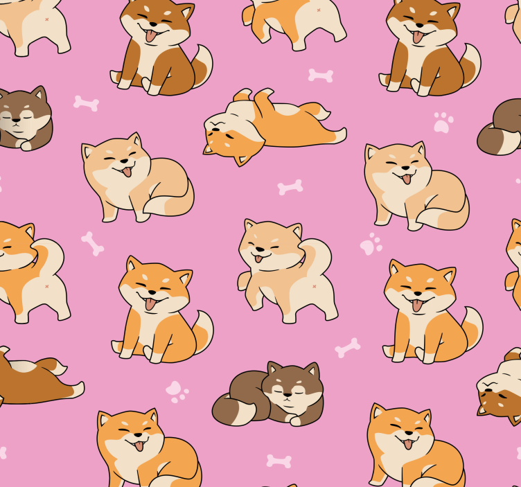 Katzen Tapete verspielte shiba inus - TenStickers