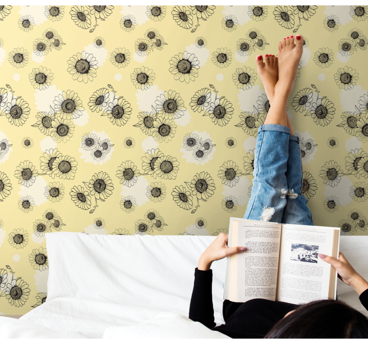 Blumentapete blumenmuster - TenStickers