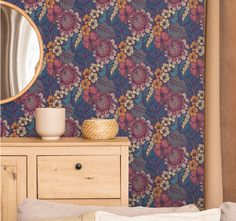 Blumentapete botanisches vintage-muster - TenStickers