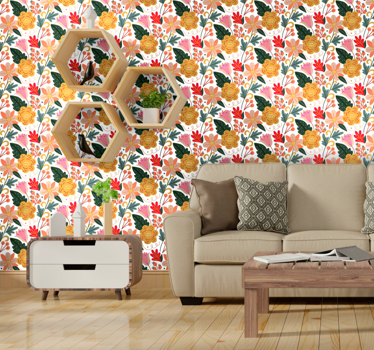Blumentapete lebendige tropische designs - TenStickers
