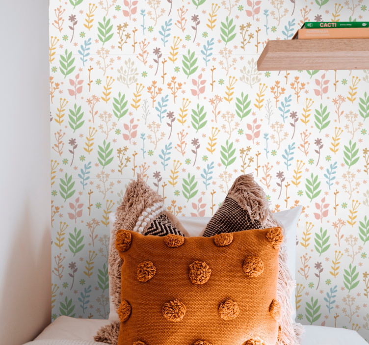 Blumentapete mit floralen grüntönen - TenStickers