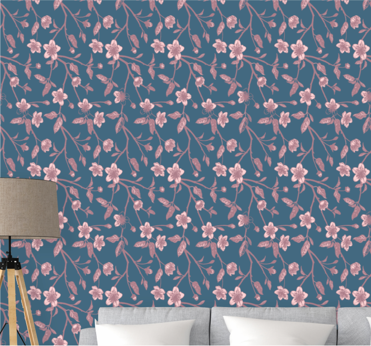 Blumentapete rosa zweigblüten - TenStickers