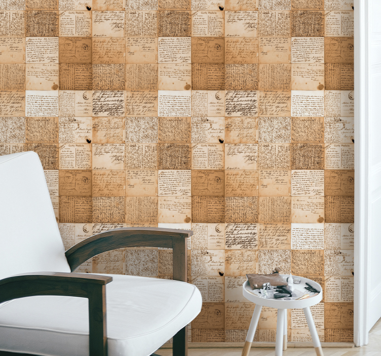 Jahrgang Tapete manuskriptmuster - TenStickers