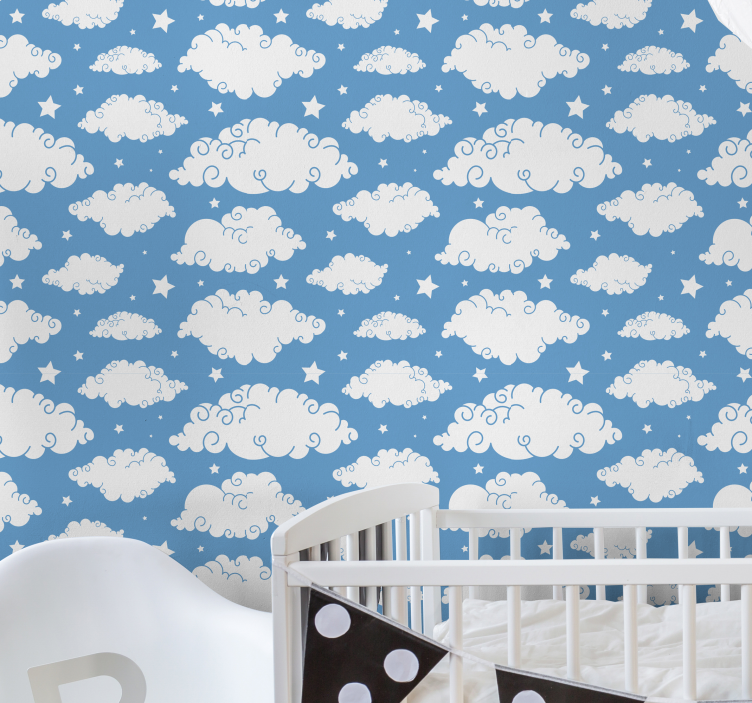Tapete Kinderzimmer Blauer himmel mit wolken - TenStickers